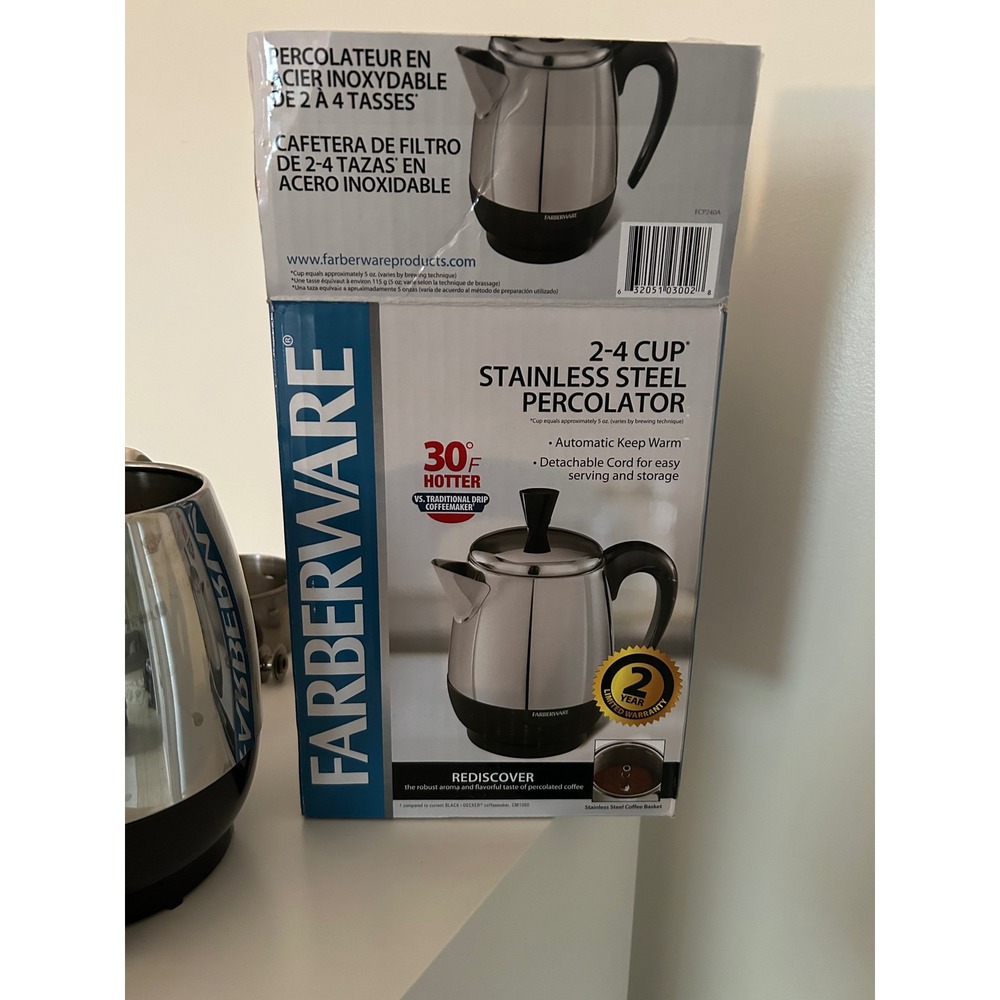 Farberware 2-4 Cup Stainless Steel Electric Percolator Coffee Maker FCP240A